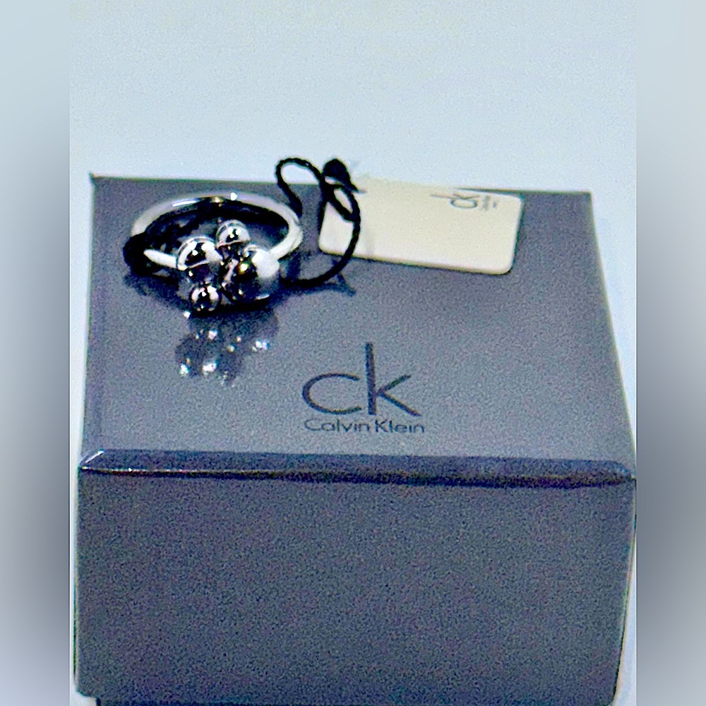 Calvin Klein Silver Fidget Spinner Ring W/Box & Dust Bag Size 7 NWT